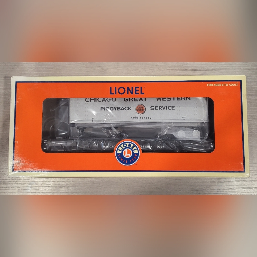Lionel Trains O And 027 Chicago Great Western Flstcar With Trailer